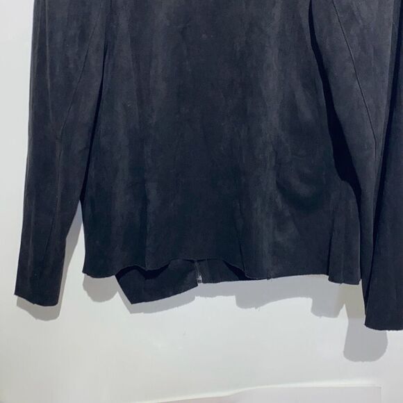 Kori America Women's Black Faux Suede Asymmetrical Zip Jacket Size Large NWT - Picture 9 of 10